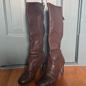 Italian Knee-High brown Leather Boots ladies 8